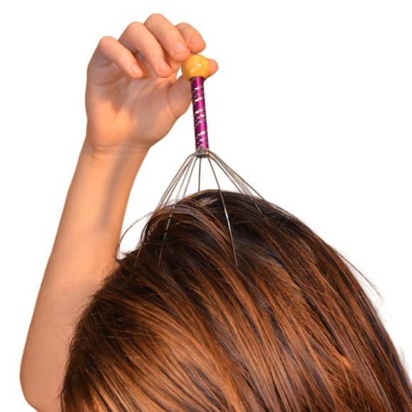 Head Massager Headache Remover Wires Handle Wood Plastic Relaxation Treatment - Picture 4 of 4